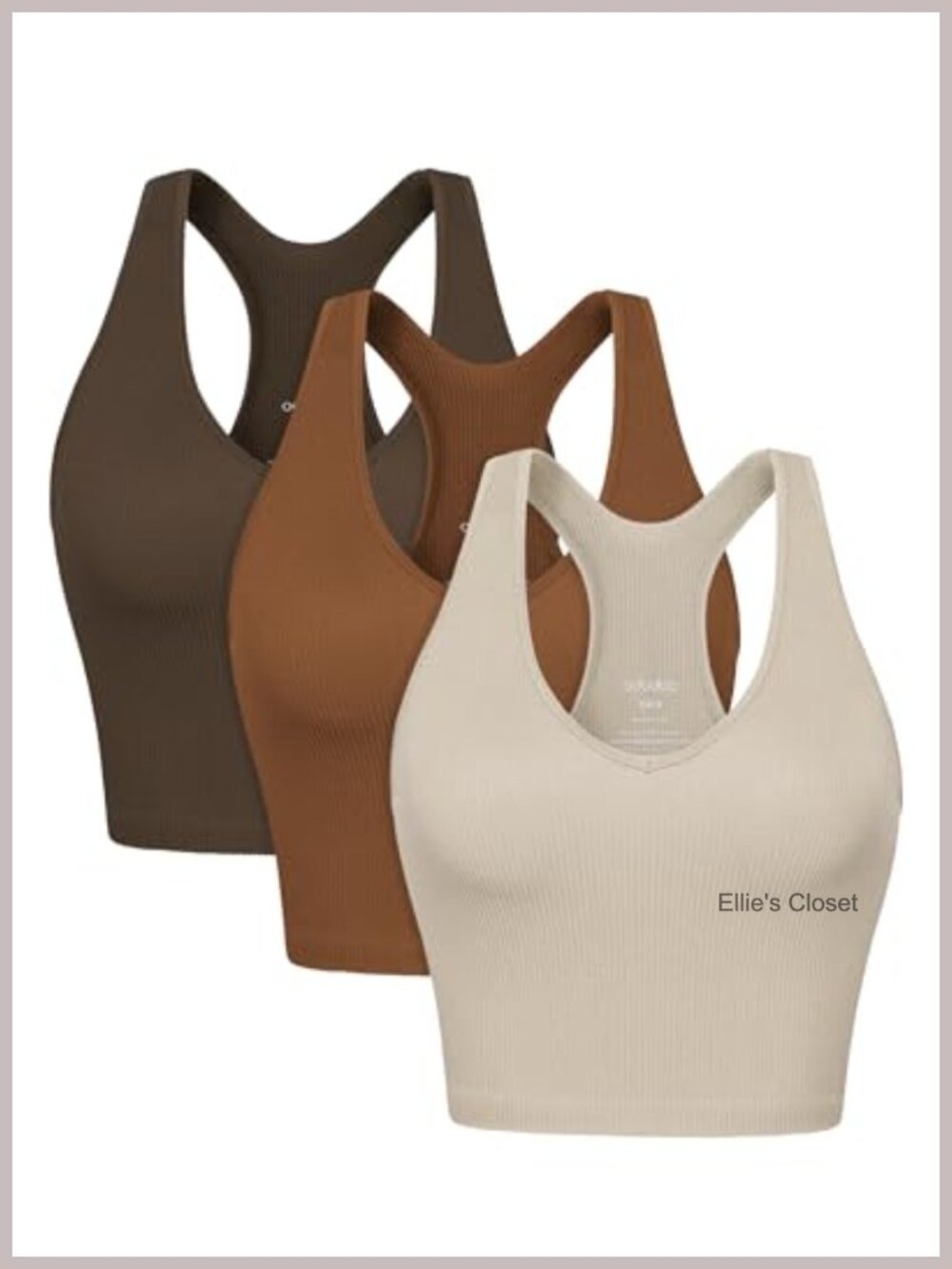 3 Pack Seamless Racerback Crop Tank Women Ribbed Knit Soft Yoga Top